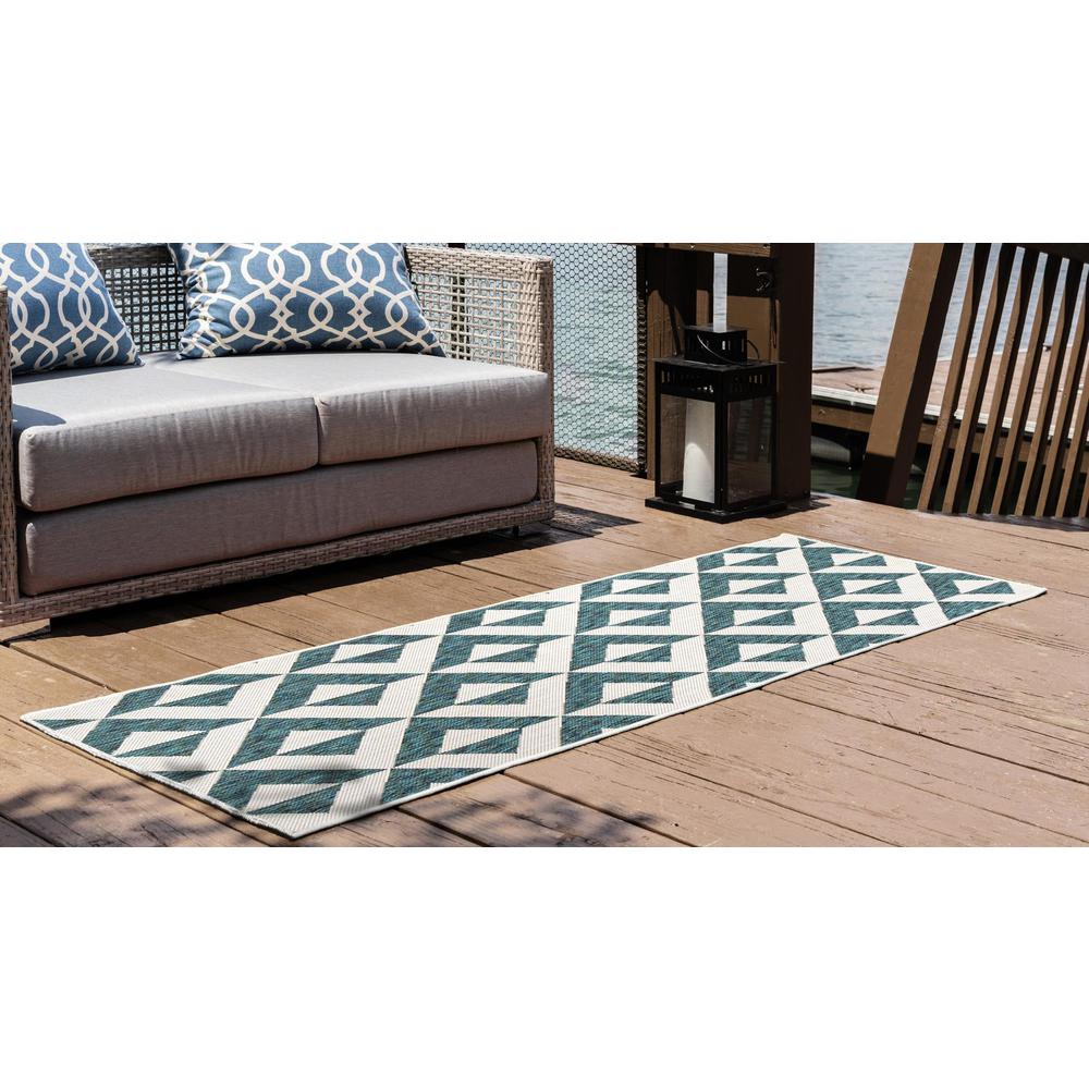 Jill Zarin Outdoor Napa Area Rug 2' 0" x 6' 0", Runner Teal. Picture 3