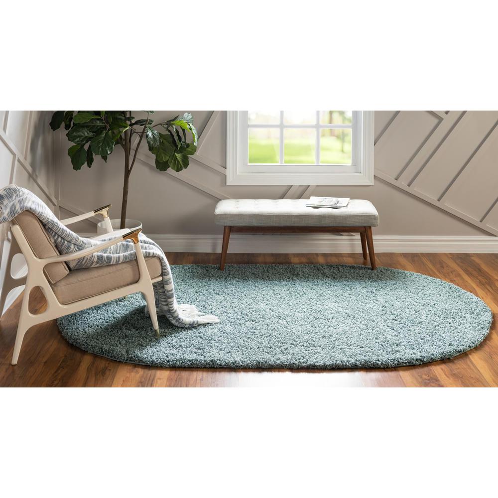Unique Loom 8x10 Oval Rug in Slate Blue (3151387). Picture 4