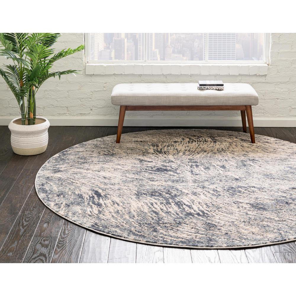 Unique Loom 7 Ft Round Rug in Gray (3154352). Picture 3