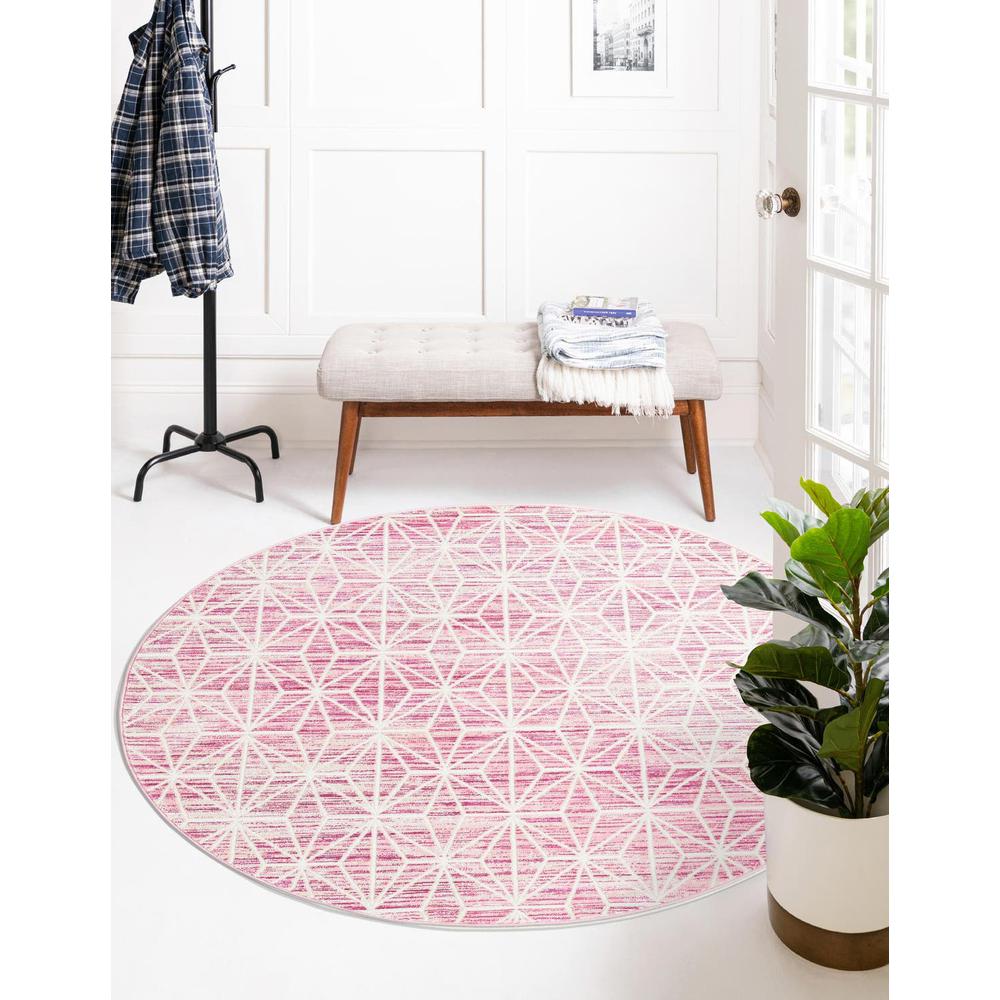 Uptown Fifth Avenue Area Rug 3' 1" x 3' 1", Round Pink. Picture 2