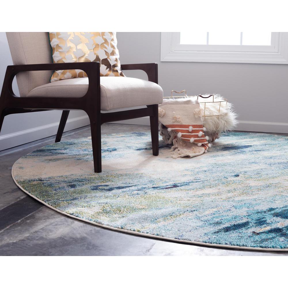 Unique Loom 5 Ft Round Rug in Light Blue (3153819). Picture 3