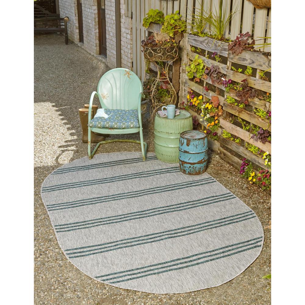 Jill Zarin Outdoor Anguilla Area Rug 5' 3" x 8' 0", Oval Light Gray. Picture 2