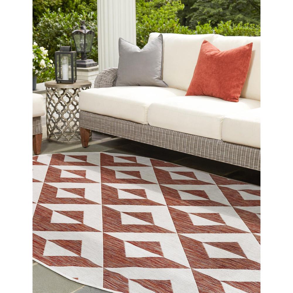 Jill Zarin Outdoor Napa Area Rug 5' 3" x 8' 0", Oval Rust Red. Picture 3