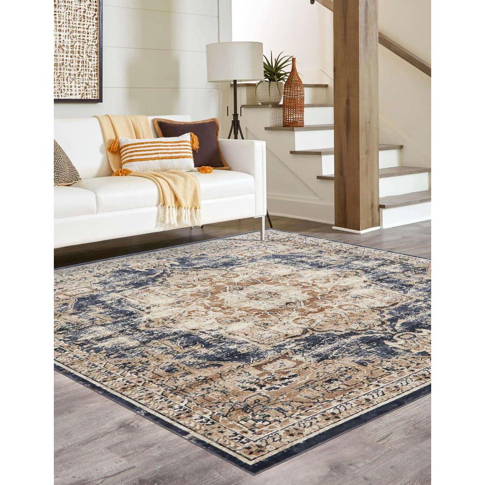 Chateau Roosevelt Area Rug 7' 10" x 7' 10", Square Dark Blue. Picture 3