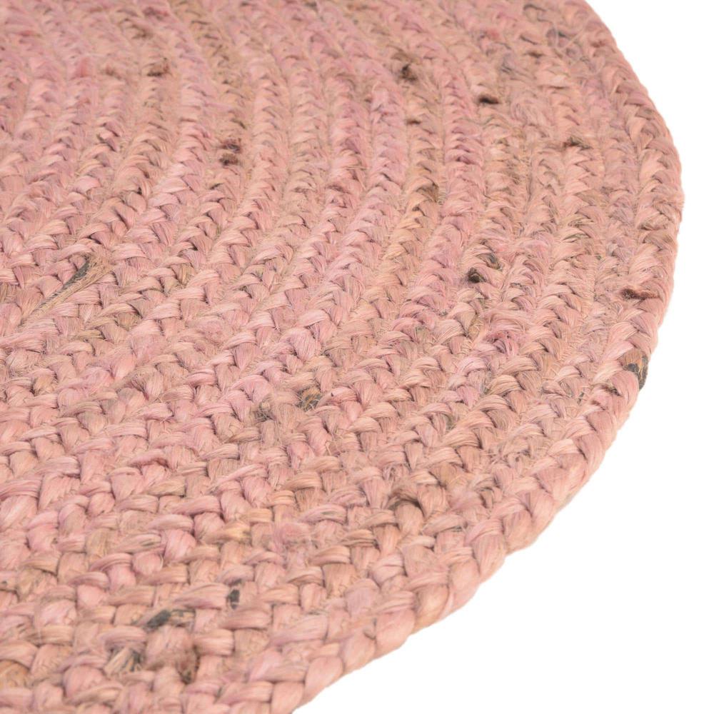 Braided Jute Collection, Area Rug, Light Pink, 3' 3" x 3' 3", Round. Picture 10
