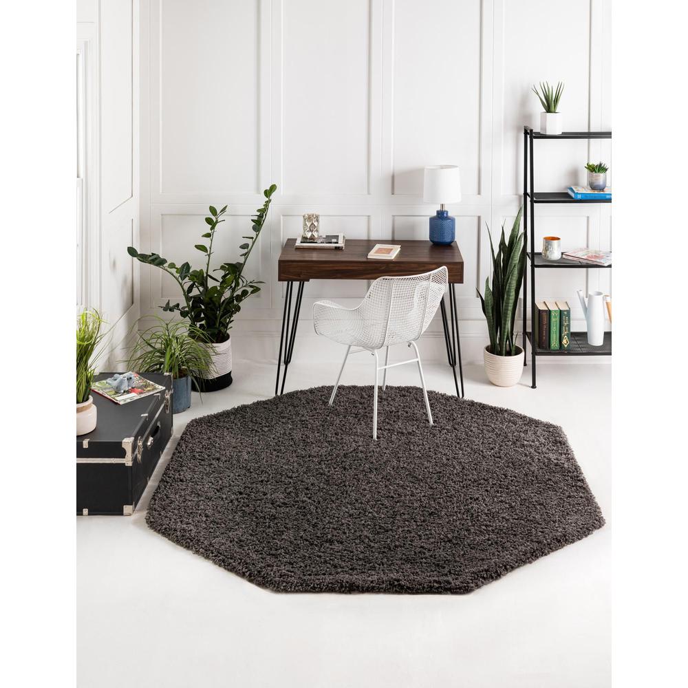 Unique Loom 6 Ft Octagon Rug in Graphite Gray (3151306). Picture 2