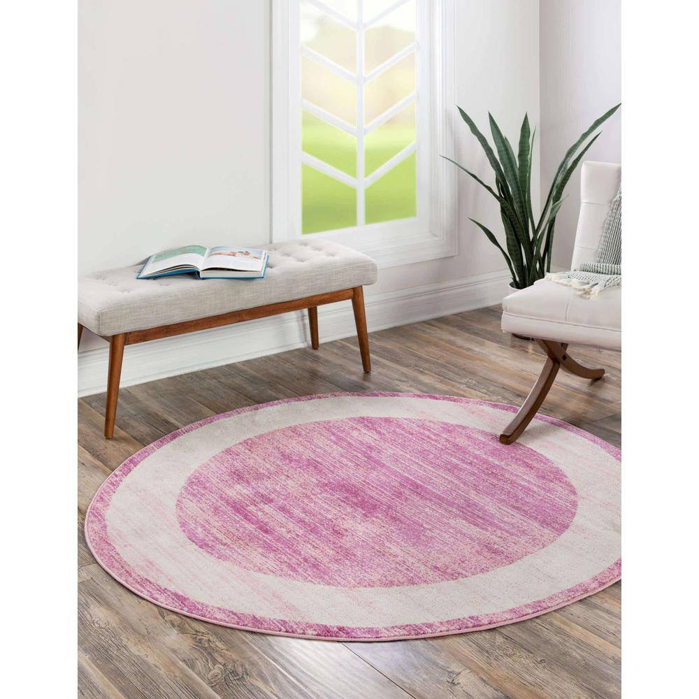 Uptown Yorkville Area Rug 7' 10" x 7' 10", Round Pink. Picture 3