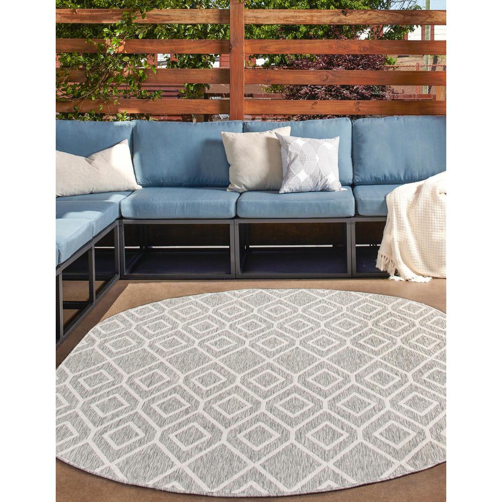 Jill Zarin Outdoor Turks and Caicos Area Rug 5' 3" x 8' 0", Oval Gray Cream. Picture 3