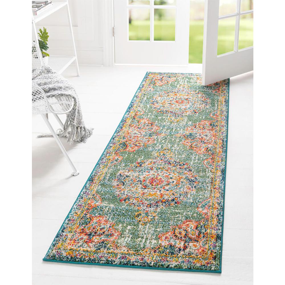 Penrose Alexis Area Rug 2' 0" x 8' 0", Runner Green. Picture 1