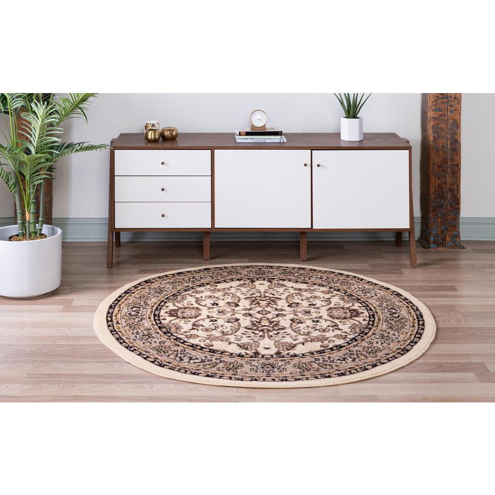 Unique Loom 5 Ft Round Rug in Ivory (3152874). Picture 4