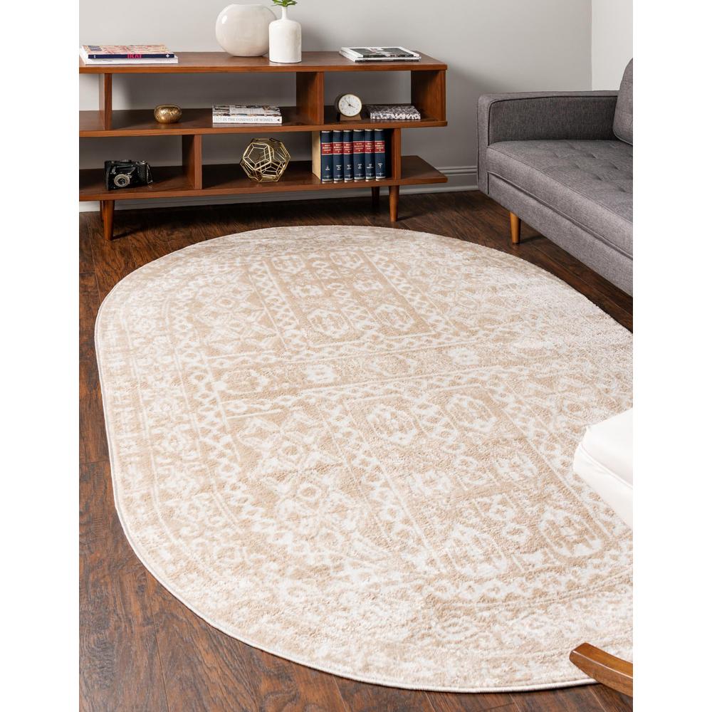 Unique Loom 4x6 Oval Rug in Beige (3155441). Picture 2