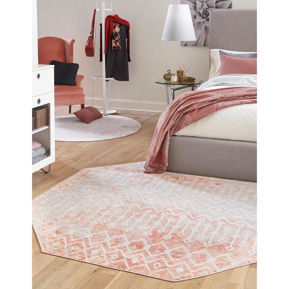Unique Loom 7 Ft Octagon Rug in Rose (3160929). Picture 3