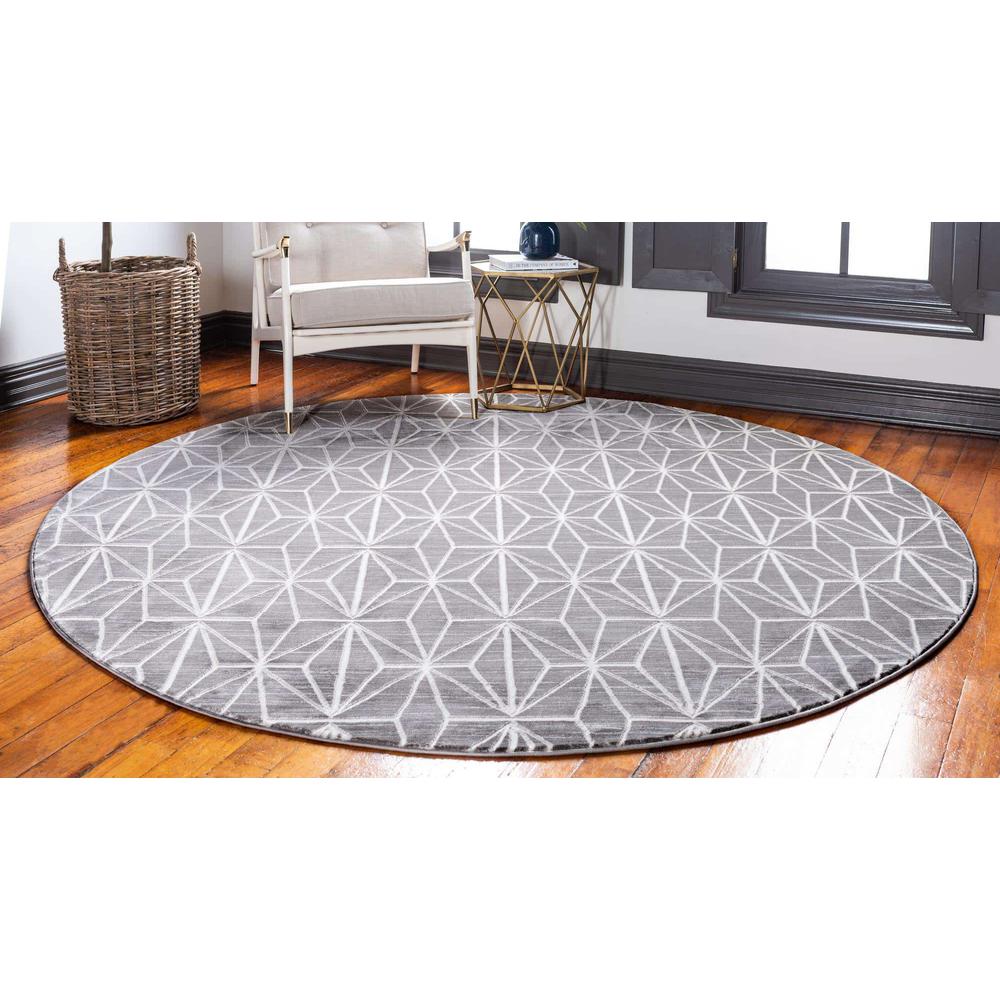 Uptown Fifth Avenue Area Rug 5' 3" x 5' 3", Round Gray. Picture 3