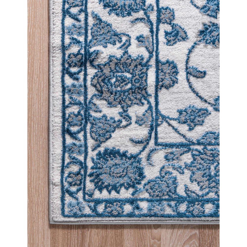 Boston Floral Area Rug 3' 3" x 19' 8", Runner White Blue. Picture 9