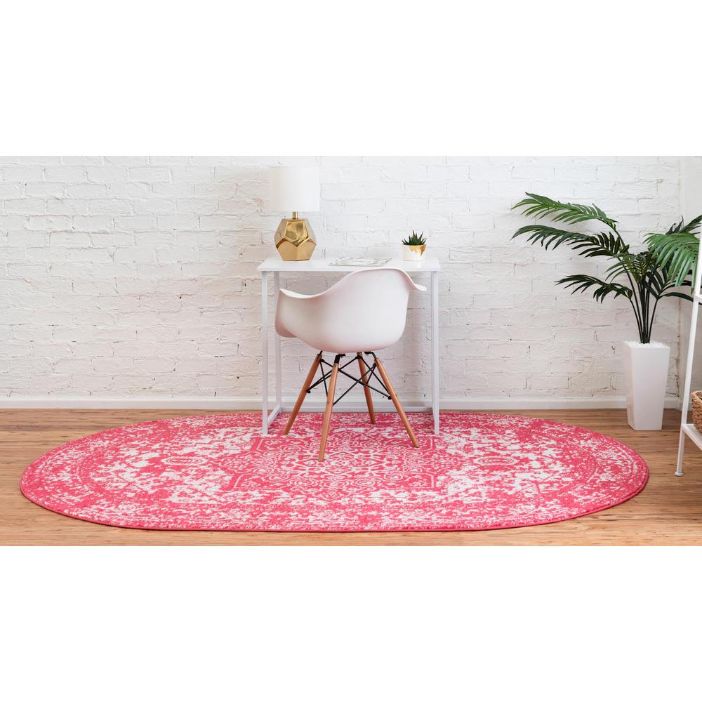 Unique Loom 5x8 Oval Rug in Pink (3150507). Picture 4