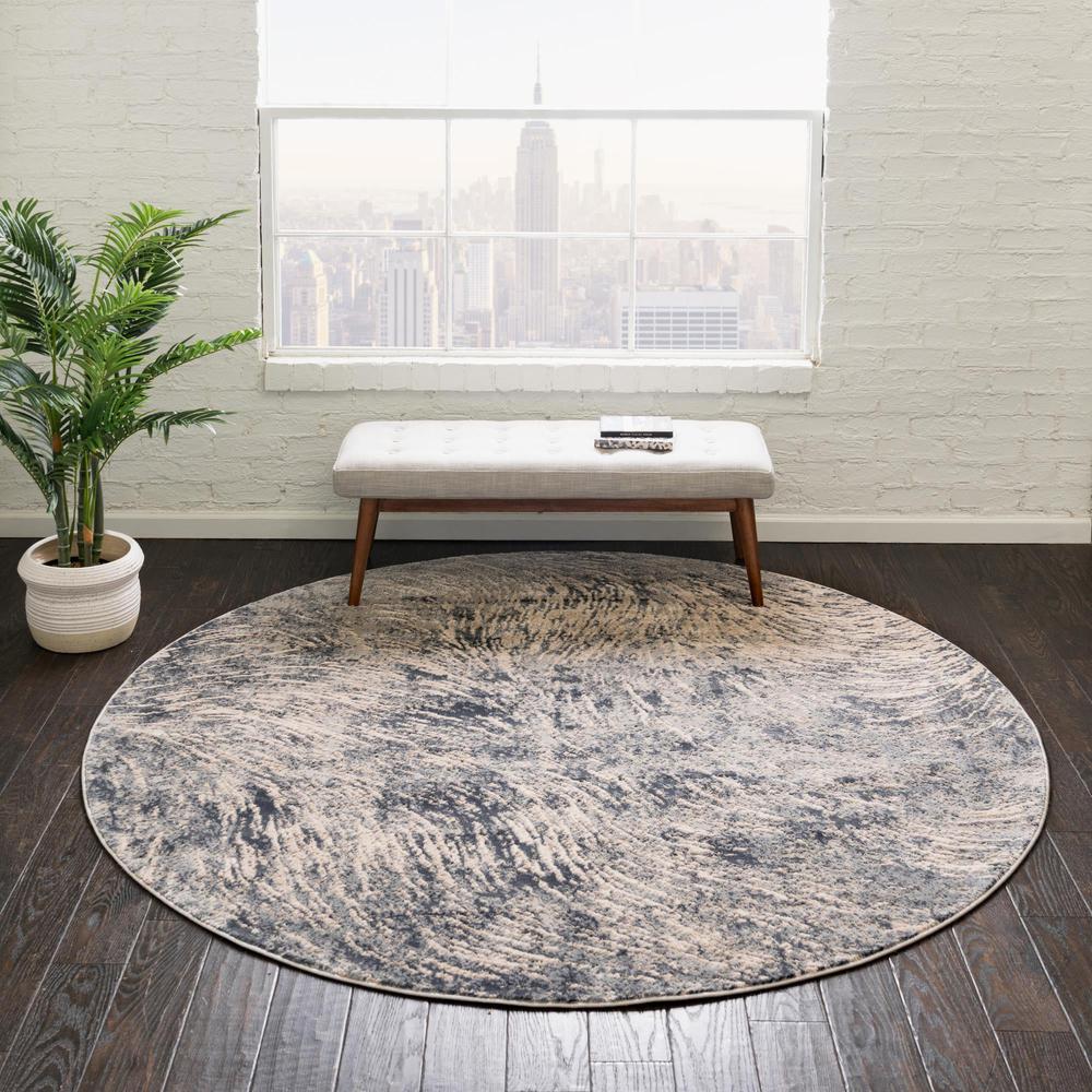 Unique Loom 7 Ft Round Rug in Gray (3154352). Picture 2