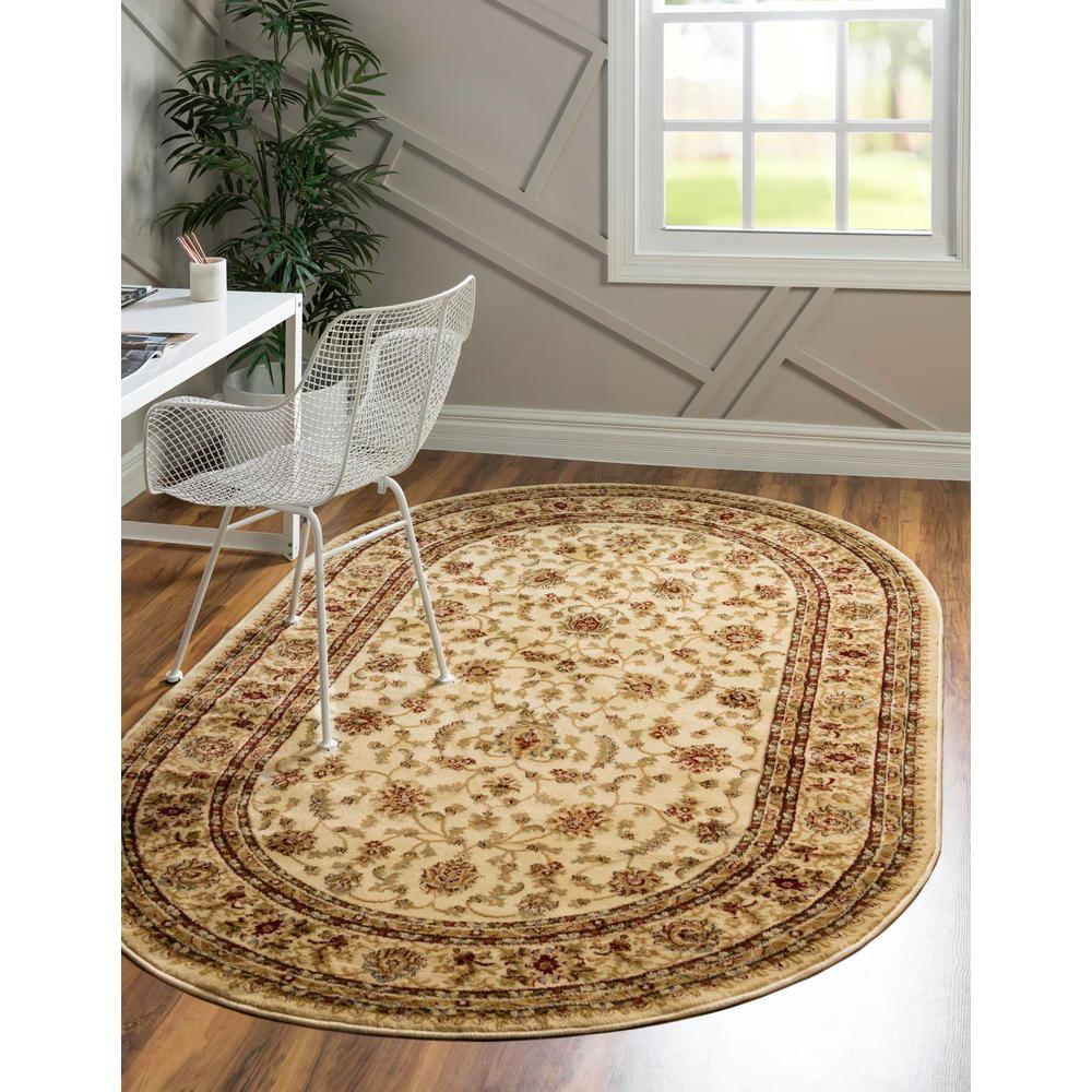 Unique Loom 5x8 Oval Rug in Ivory (3157624). Picture 2