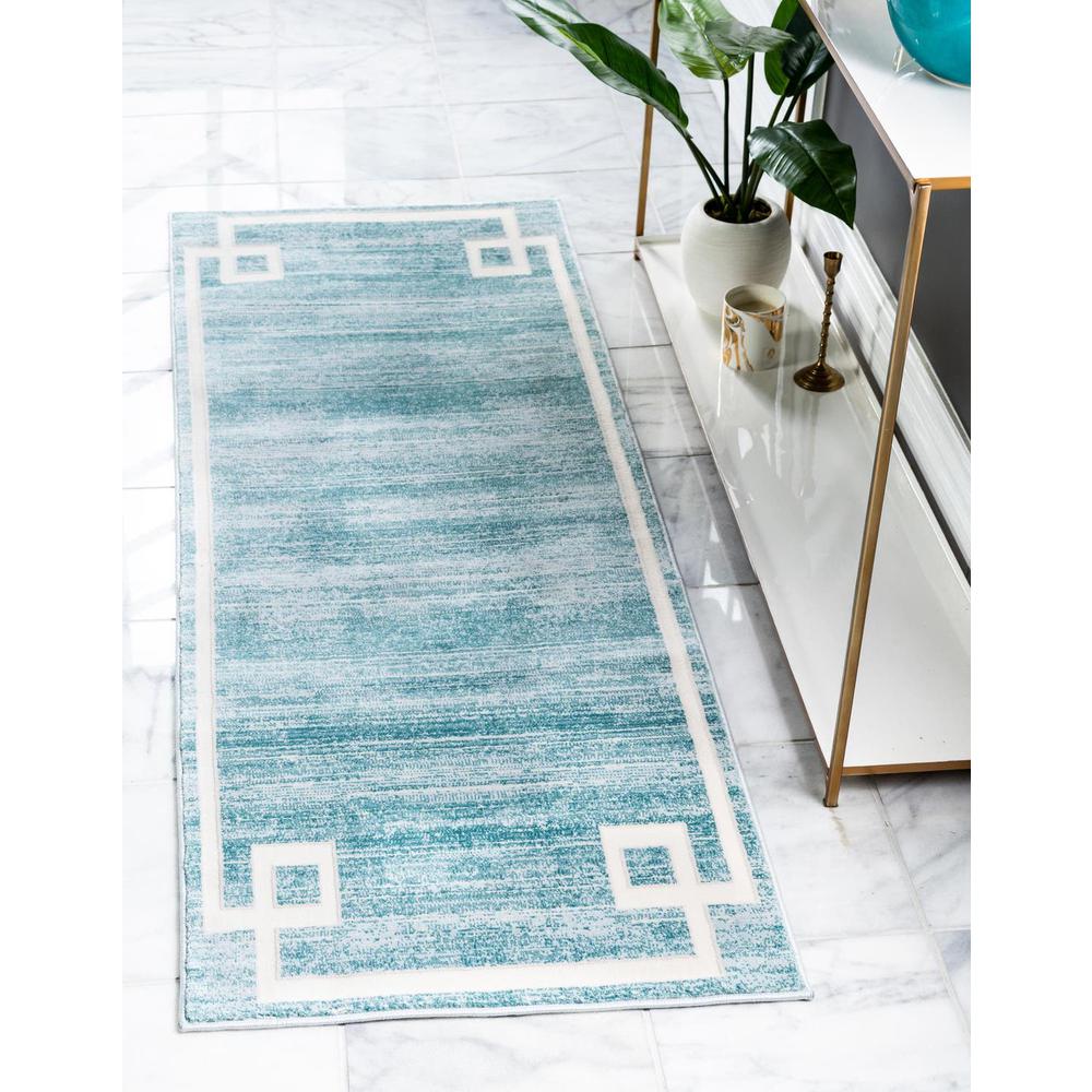 Uptown Lenox Hill Area Rug 2' 7" x 13' 11", Runner Turquoise. Picture 2