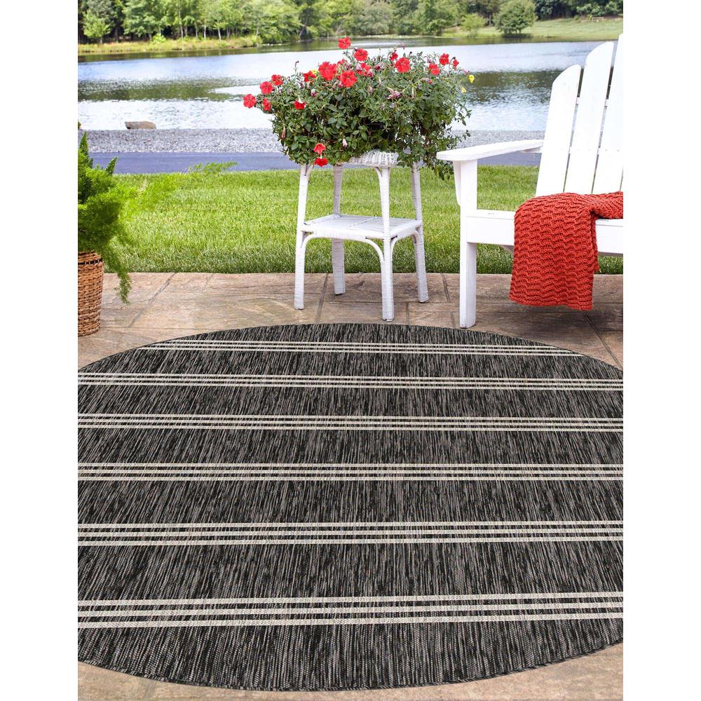 Jill Zarin Outdoor Anguilla Area Rug 7' 10" x 10' 0", Oval Charcoal. Picture 3
