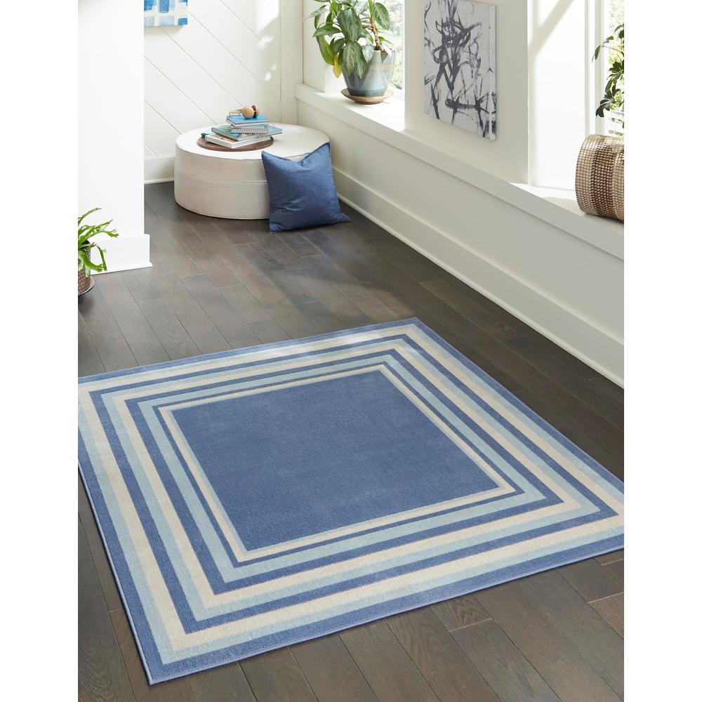 Unique Loom 6 Ft Square Rug in Blue (3157342). Picture 2