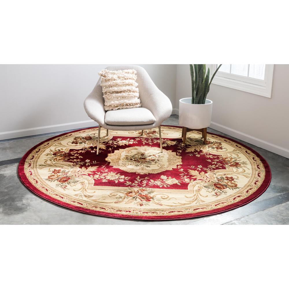 Unique Loom 5 Ft Round Rug in Burgundy (3153869). Picture 3