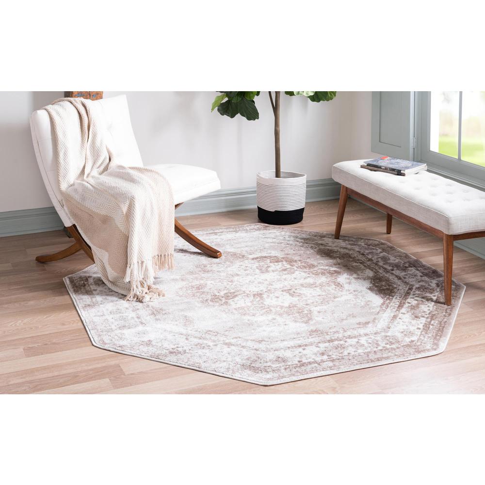 Unique Loom 6 Ft Octagon Rug in Light Brown (3151862). Picture 3