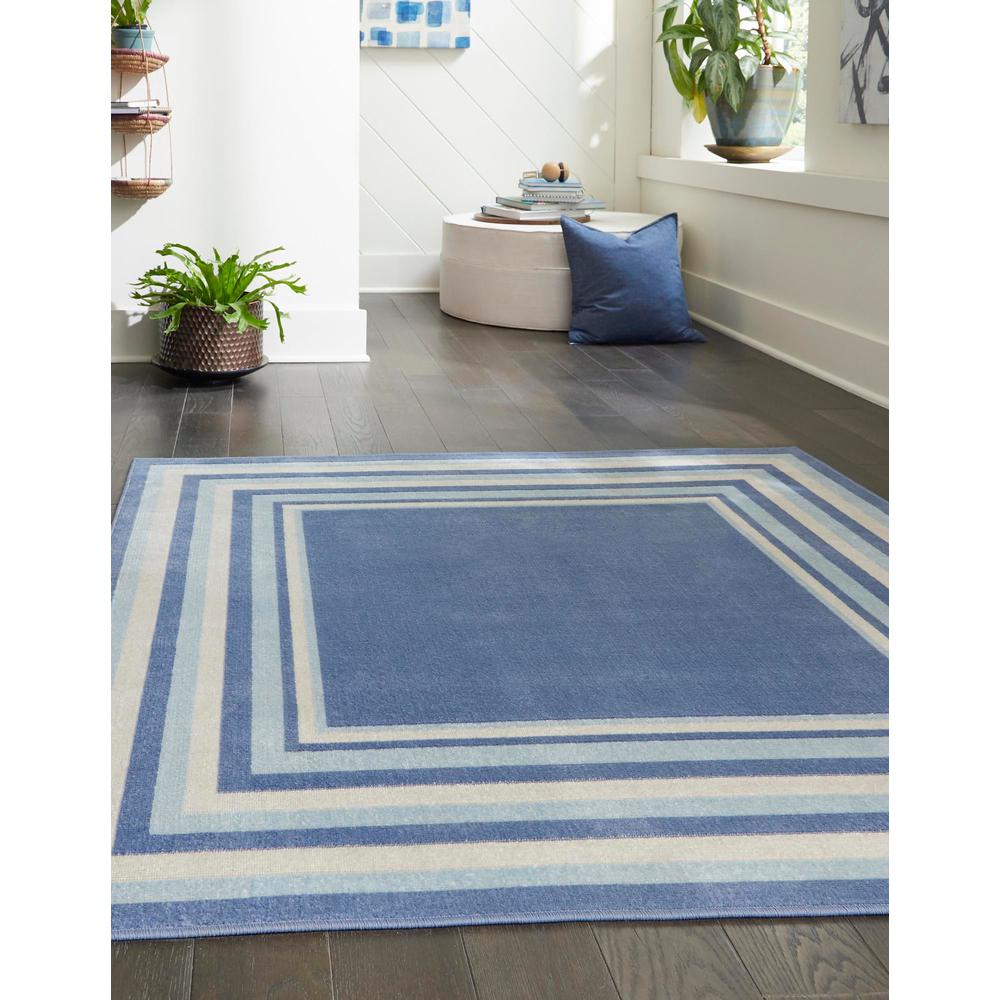 Unique Loom 5 Ft Square Rug in Blue (3157345). Picture 4