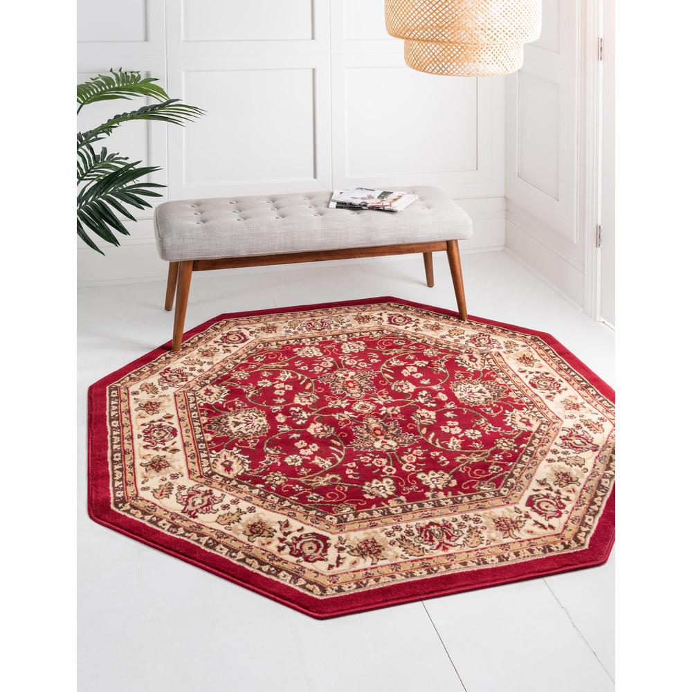 Unique Loom 8 Ft Octagon Rug in Burgundy (3152867). Picture 2