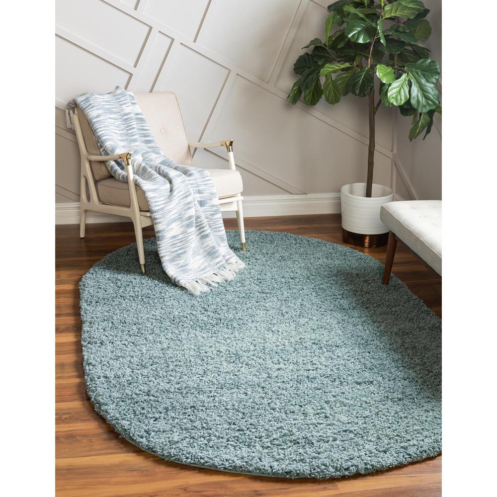 Unique Loom 8x10 Oval Rug in Slate Blue (3151387). Picture 2