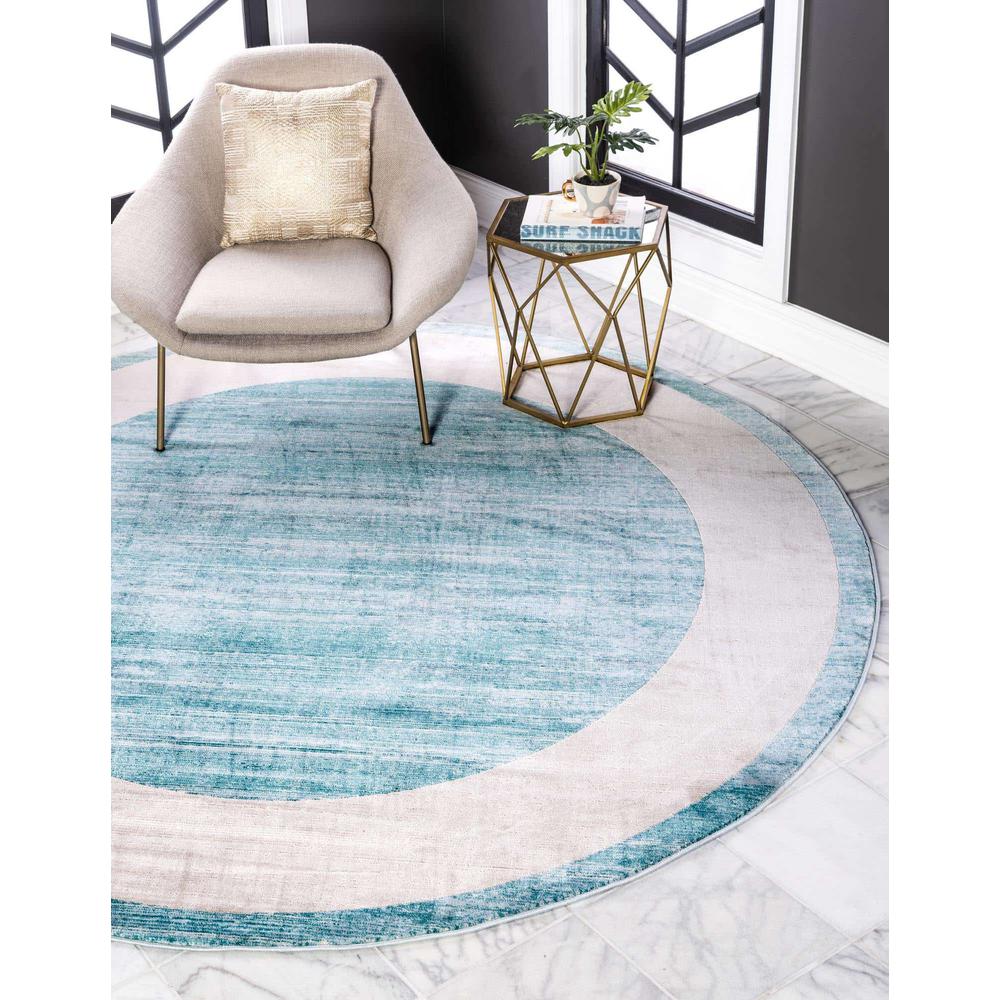 Uptown Yorkville Area Rug 3' 3" x 3' 3", Round Turquoise. Picture 2