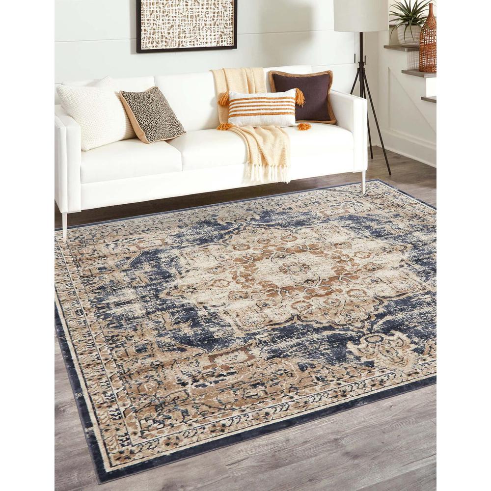 Chateau Roosevelt Area Rug 7' 10" x 7' 10", Square Dark Blue. Picture 2