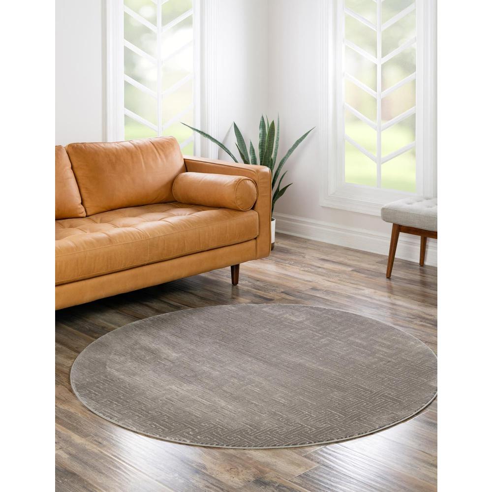 Uptown Park Avenue Area Rug 5' 3" x 5' 3", Round Gray. Picture 2