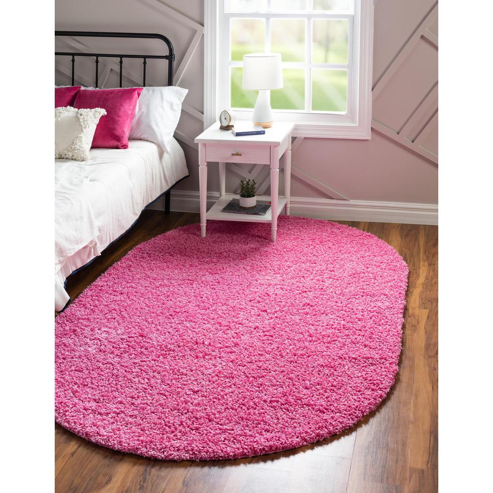 Unique Loom 5x8 Oval Rug in Bubblegum Pink (3151461). Picture 2