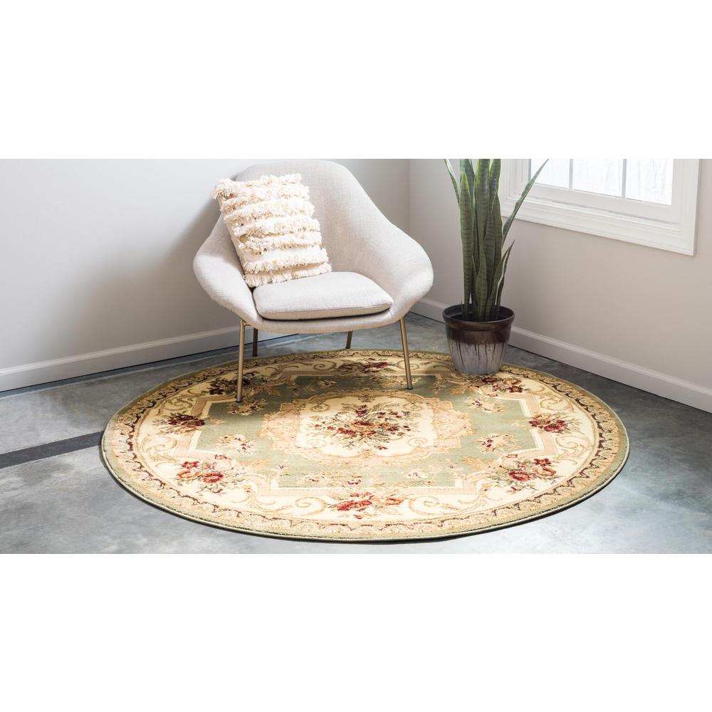 Unique Loom 5 Ft Round Rug in Green (3153880). Picture 3
