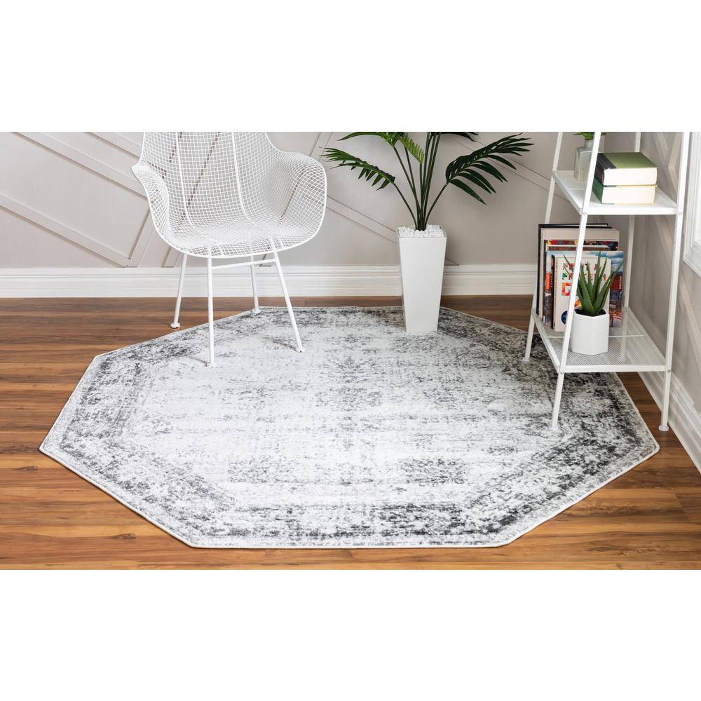 Unique Loom 5 Ft Octagon Rug in Gray (3152838). Picture 4