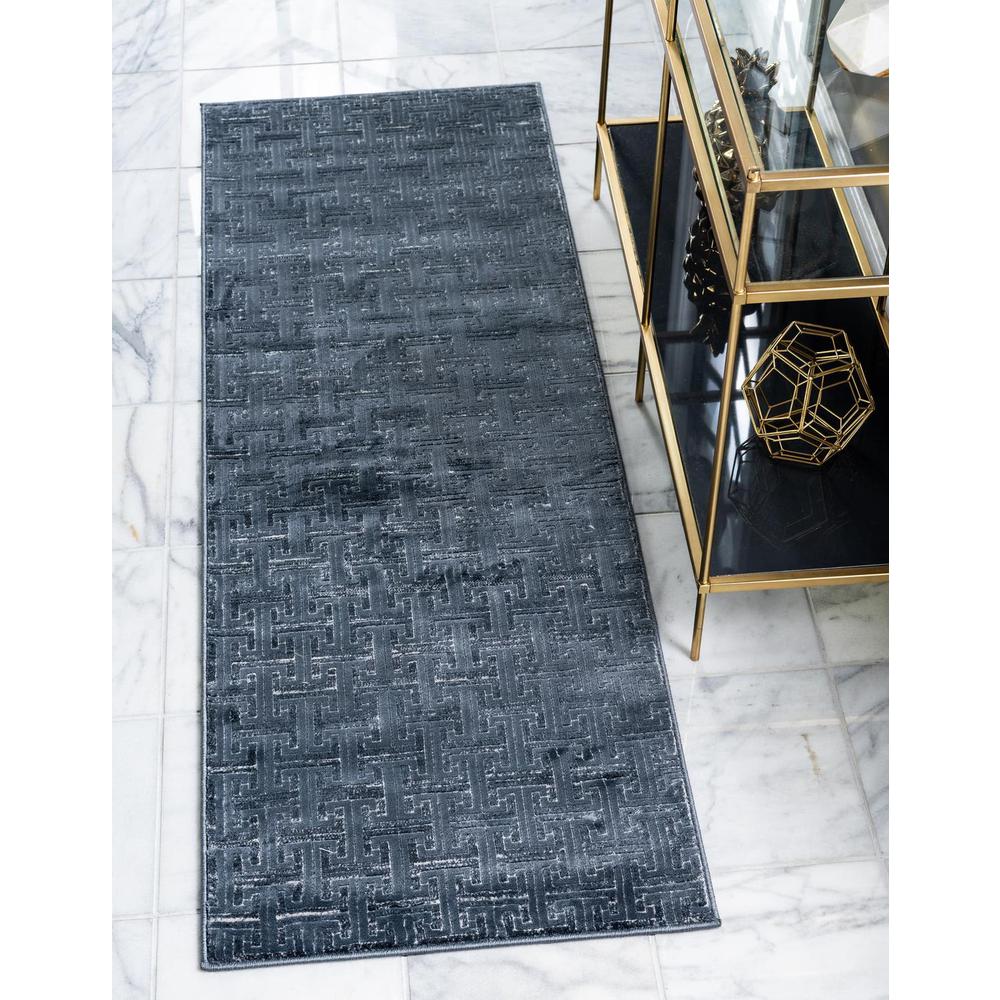 Uptown Park Avenue Area Rug 2' 7" x 13' 11", Runner Navy Blue. Picture 2