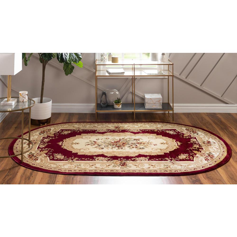 Unique Loom 5x8 Oval Rug in Burgundy (3153873). Picture 4