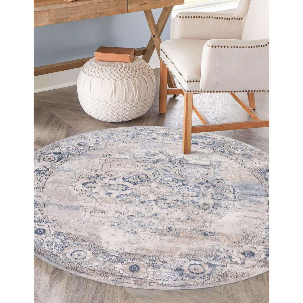 Portland Canby Area Rug 4' 1" x 4' 1", Round Gray. Picture 5