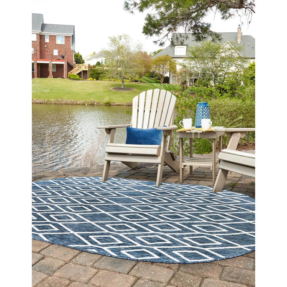 Jill Zarin Outdoor Turks and Caicos Area Rug 5' 3" x 8' 0", Oval Blue. Picture 3