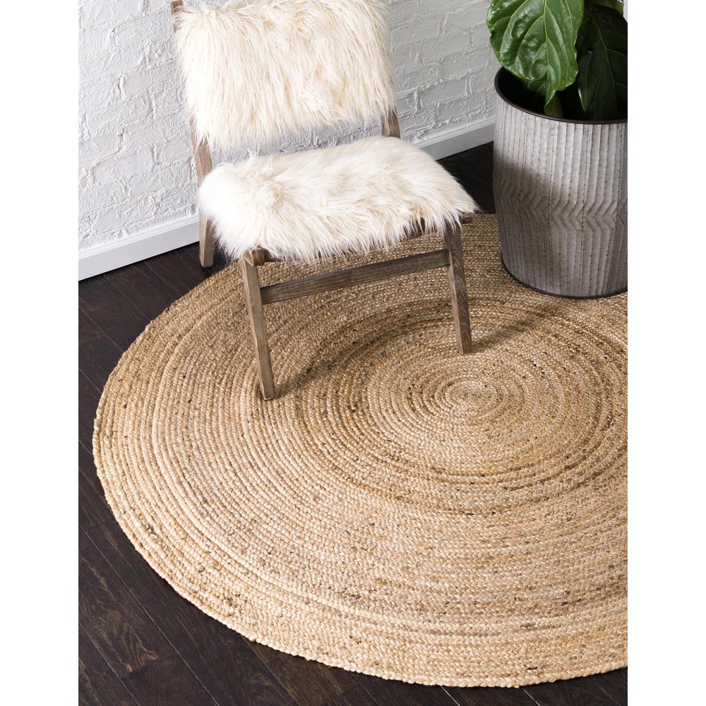 Unique Loom 7 Ft Round Rug in Natural (3150068). Picture 2