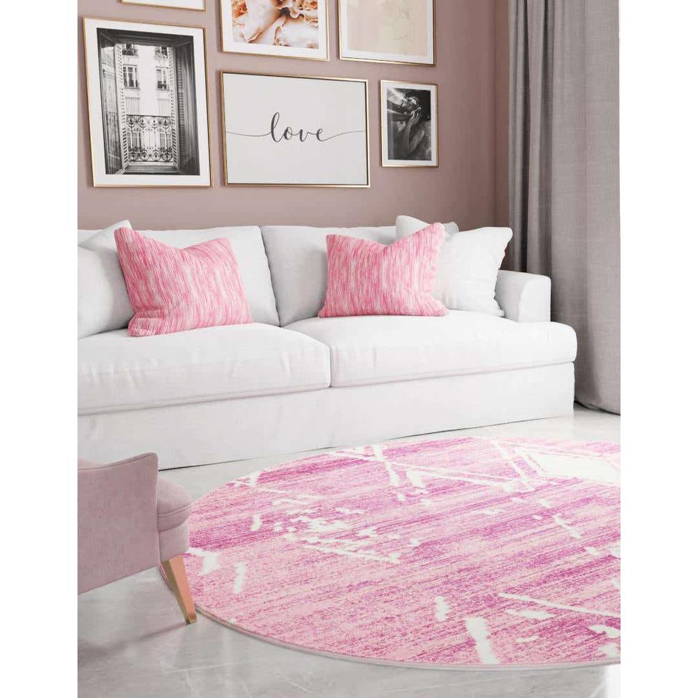 Uptown Carnegie Hill Area Rug 3' 1" x 3' 1", Round Pink. Picture 3
