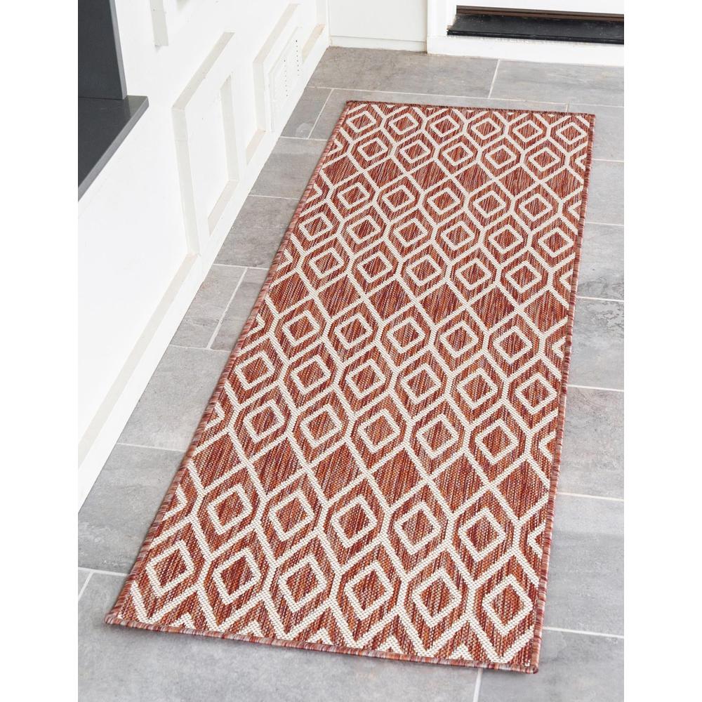 Jill Zarin Outdoor Turks and Caicos Area Rug 2' 0" x 6' 0", Runner Rust Red. Picture 2