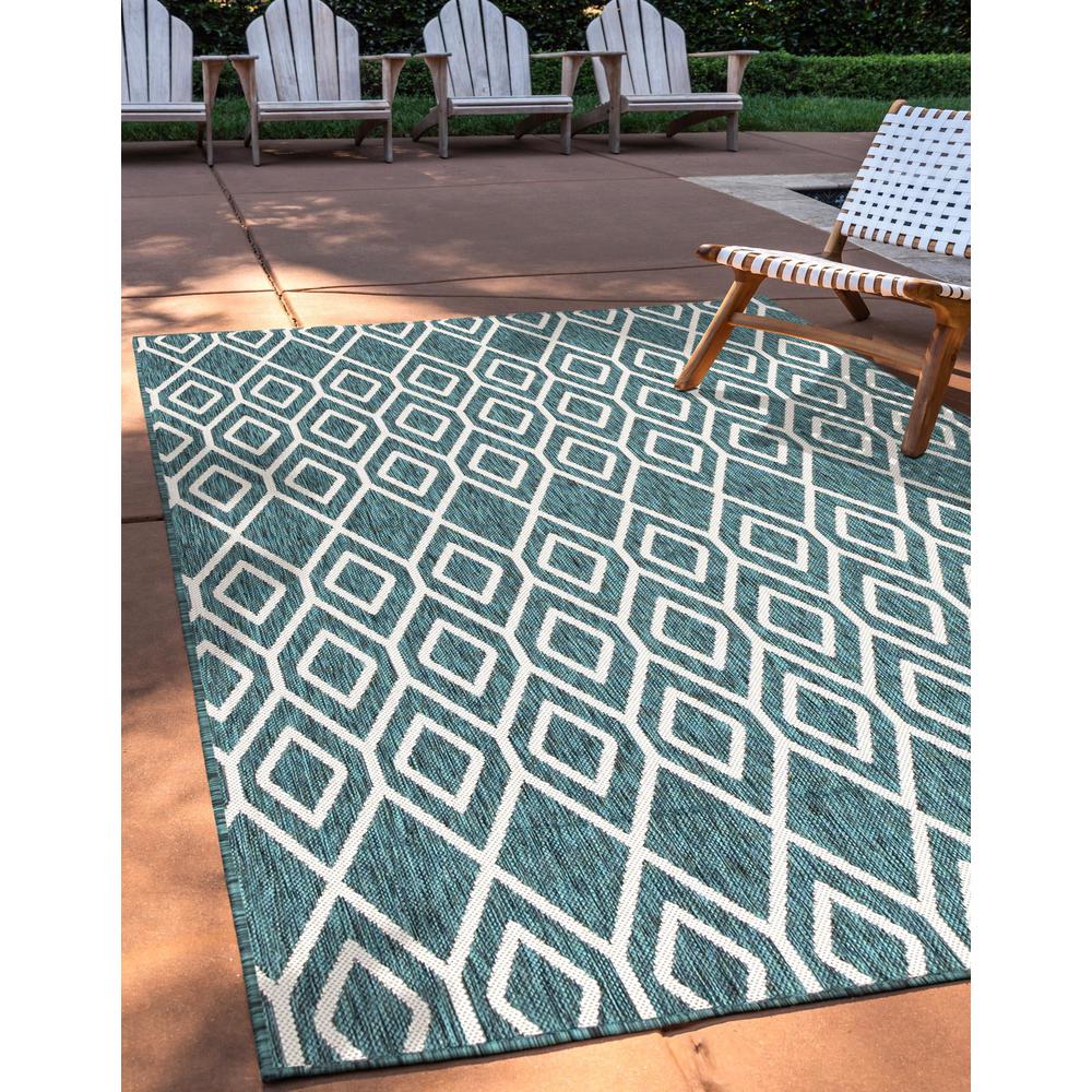 Jill Zarin Outdoor Turks and Caicos Area Rug 7' 0" x 10' 0", Rectangular Teal. Picture 2