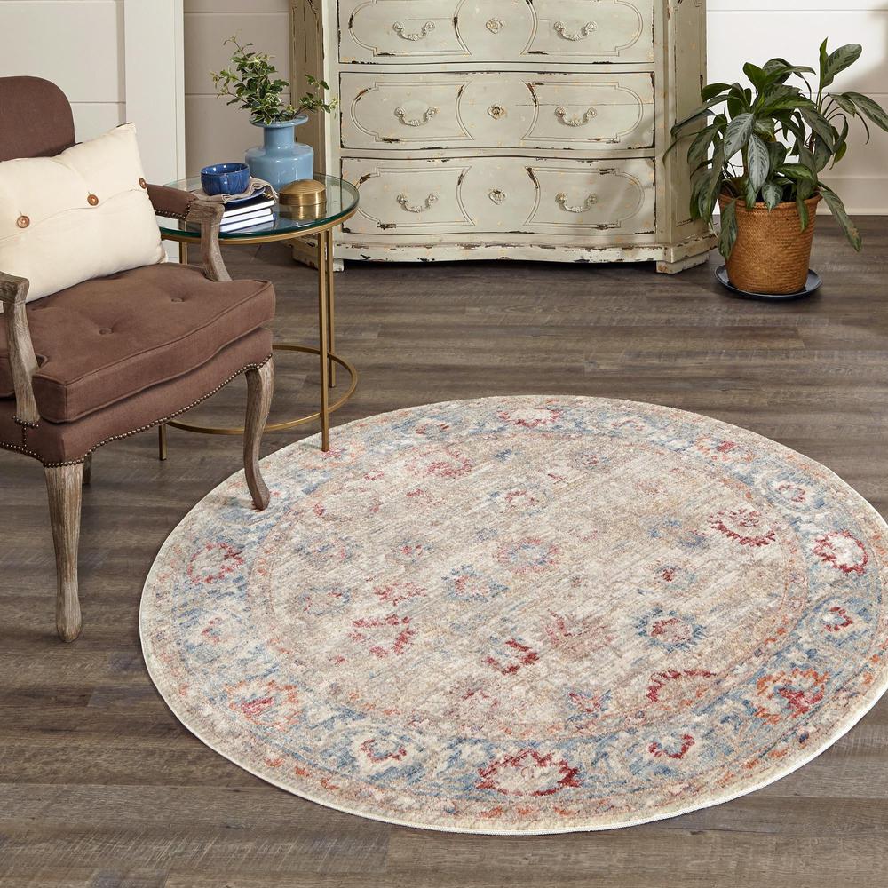 Unique Loom 5 Ft Round Rug in Ivory (3147939). Picture 2