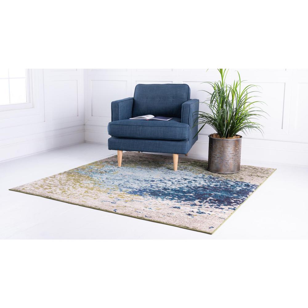 Unique Loom 5 Ft Square Rug in Blue (3153746). Picture 3