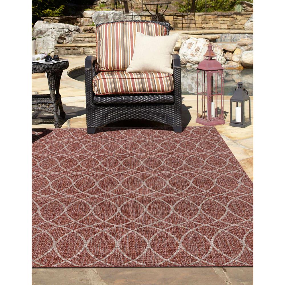 Outdoor Trellis Collection, Area Rug, Rust Red, 5' 3" x 7' 10", Rectangular. Picture 3