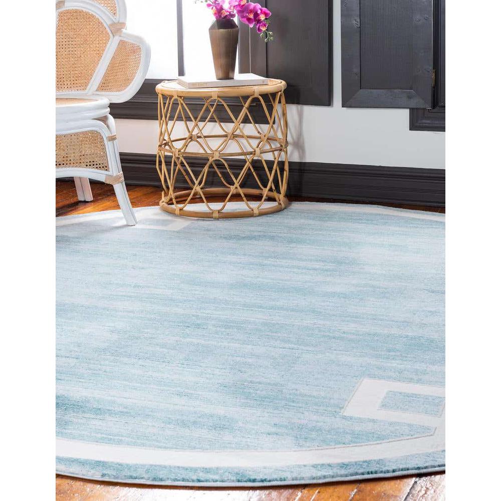 Uptown Lenox Hill Area Rug 3' 3" x 3' 3", Round Turquoise. Picture 3