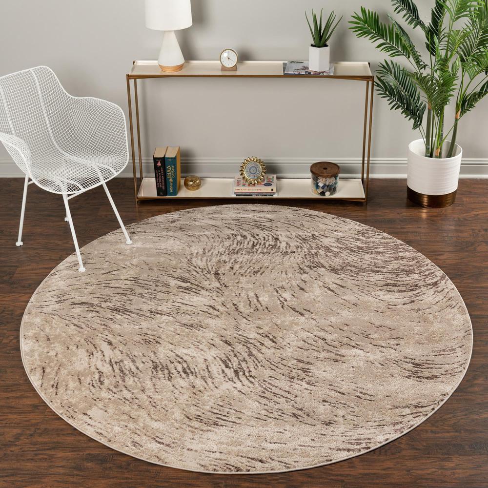 Unique Loom 7 Ft Round Rug in Brown (3154339). Picture 2