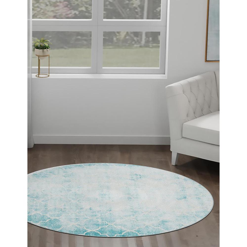Uptown Area Rug 7' 10" x 7' 10", Round, Teal. Picture 2