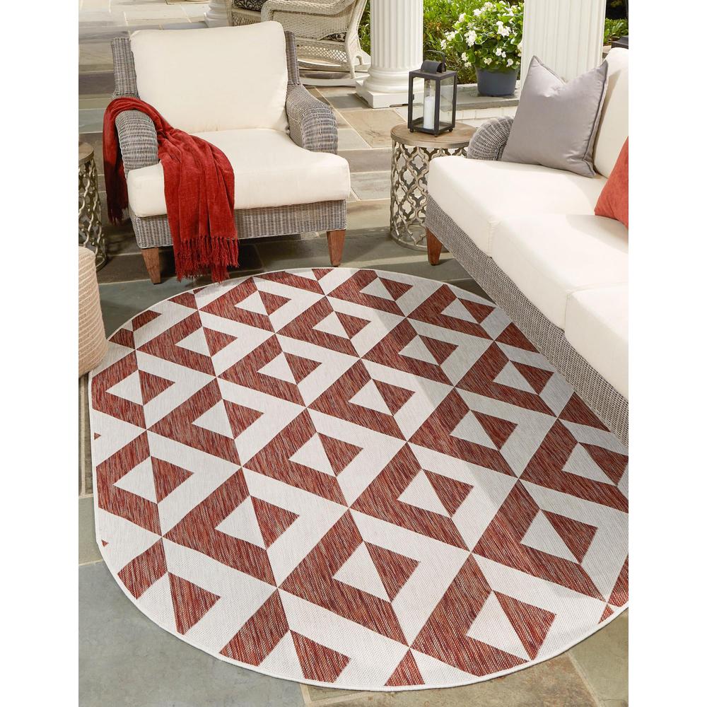 Jill Zarin Outdoor Napa Area Rug 5' 3" x 8' 0", Oval Rust Red. Picture 2